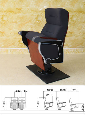 Flameproof Black Theatre Cinema Hall Chairs With PU Foam Collapsible High Density
