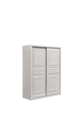 Multipurpose Double Door White Wooden Wardrobe With Drawers Thickened Practical