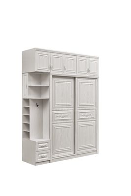 Eco Friendly White Wooden Wardrobe With Sliding Door Washable Height 20cm