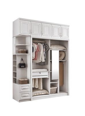 Eco Friendly White Wooden Wardrobe With Sliding Door Washable Height 20cm