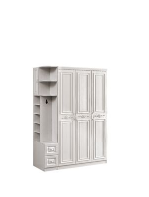 Anti Deformation White Wooden Wardrobe With 3 Door ISO9001 Dustproof
