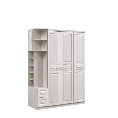 Moistureproof ODM Built In Bedroom Cabinet , Length 150cm White Armoire With Shelves