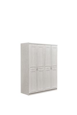 Removable Multipurpose White Wooden Wardrobe With Four Door Anti Deformation
