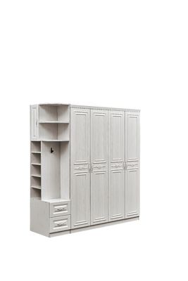 Anti Deformation White Wood Armoire Wardrobe For Bedroom Dustproof Multiscene