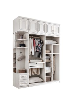 Multiscene Detachable White Wooden Wardrobe For Small Bedroom Adjustable