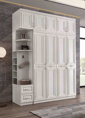 Multiscene Detachable White Wooden Wardrobe For Small Bedroom Adjustable