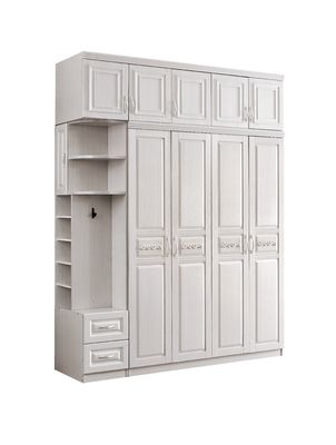 Durable Thick Large Wardrobe With Drawers , ODM Solid Wood White Painted Wardrobe