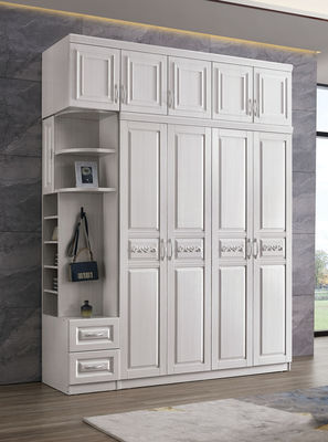 Durable Thick Large Wardrobe With Drawers , ODM Solid Wood White Painted Wardrobe