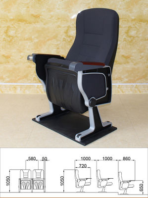 Black High Density Theatre Cinema Hall Chairs Adjustable Moistureproof Antistatic