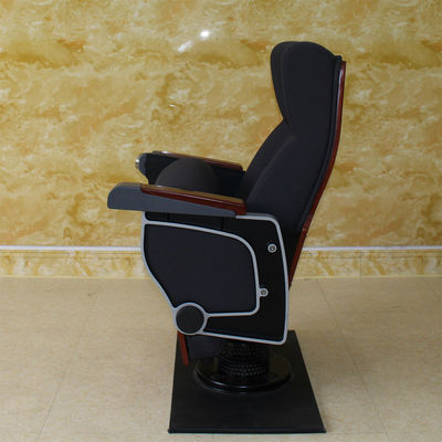 Flameproof Black Theatre Cinema Hall Chairs With PU Foam Collapsible High Density
