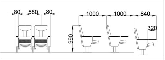 Red Movie Theater Cinema Hall Chairs Adjustable ISO9001 Durable Flameproof