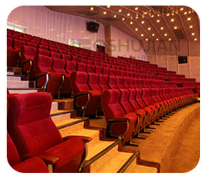 Collapsible 2 Seater Cinema Hall Chairs Anti Electrostatic Medium Hardness