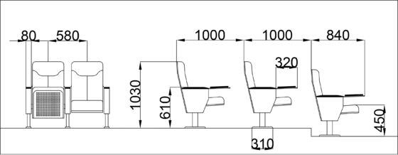 Adjustable Folding Stadium Theater Seats IS09001 Multi Layer Multipurpose