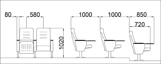 Anti Rusting Folding Cinema Seats Stadium Theater Moistureproof Washable