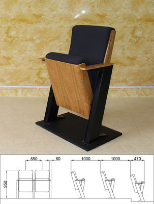 ISO9001 Black Movie Theater Folding Cinema Seats Chairs Hypoallergenic Removable